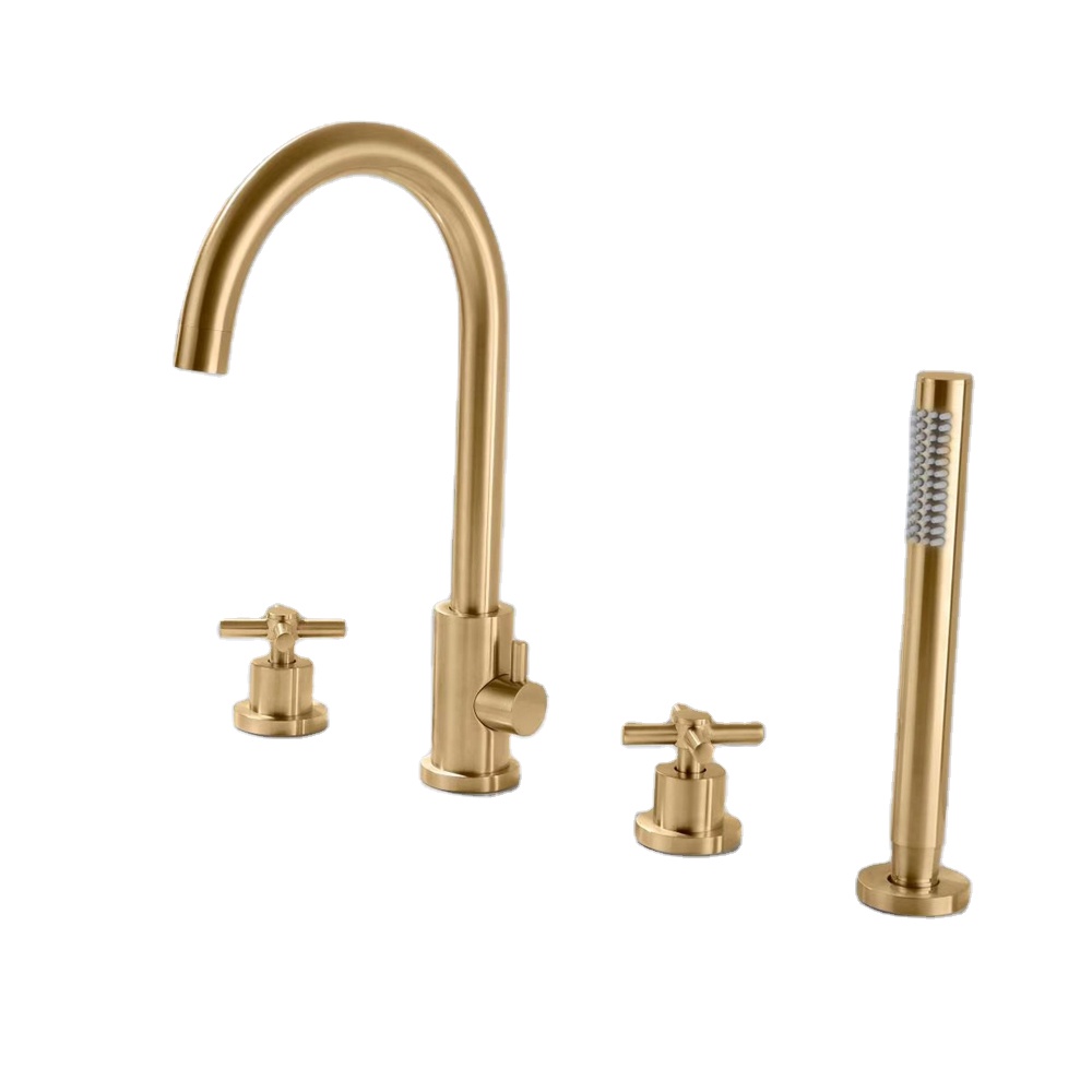 Home Bathroom Design Simple - ก๊อกน้ำอ่างอาบน้ำดีไซน์หรูหราปี 2021 สีทองขัดเงา สไตล์เรียบง่าย สำหรับห้องน้ำในบ้าน น้ำร้อนน้ำเย็น