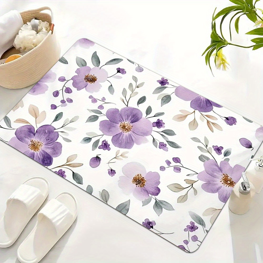 Home Bathroom Decor Ideas - พรมเช็ดเท้าลายดอกไม้สุดหรู พรมต้อนรับ โพลีเอสเตอร์ ตกแต่งบ้าน พรมปูพื้นทางเข้า ห้องน้ำ