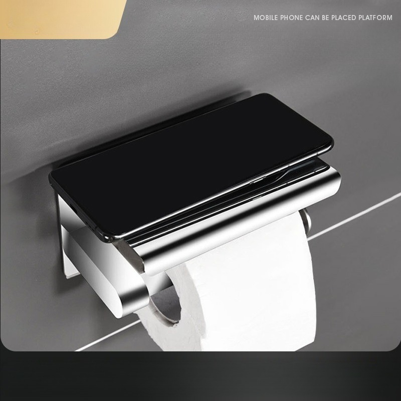 Home Bathroom Paper Towel Holder - ที่ใส่กระดาษเช็ดมือสแตนเลสแบบติดผนังไม่ต้องเจาะ สำหรับห้องน้ำ ห้องครัว บ้าน โรงแรม