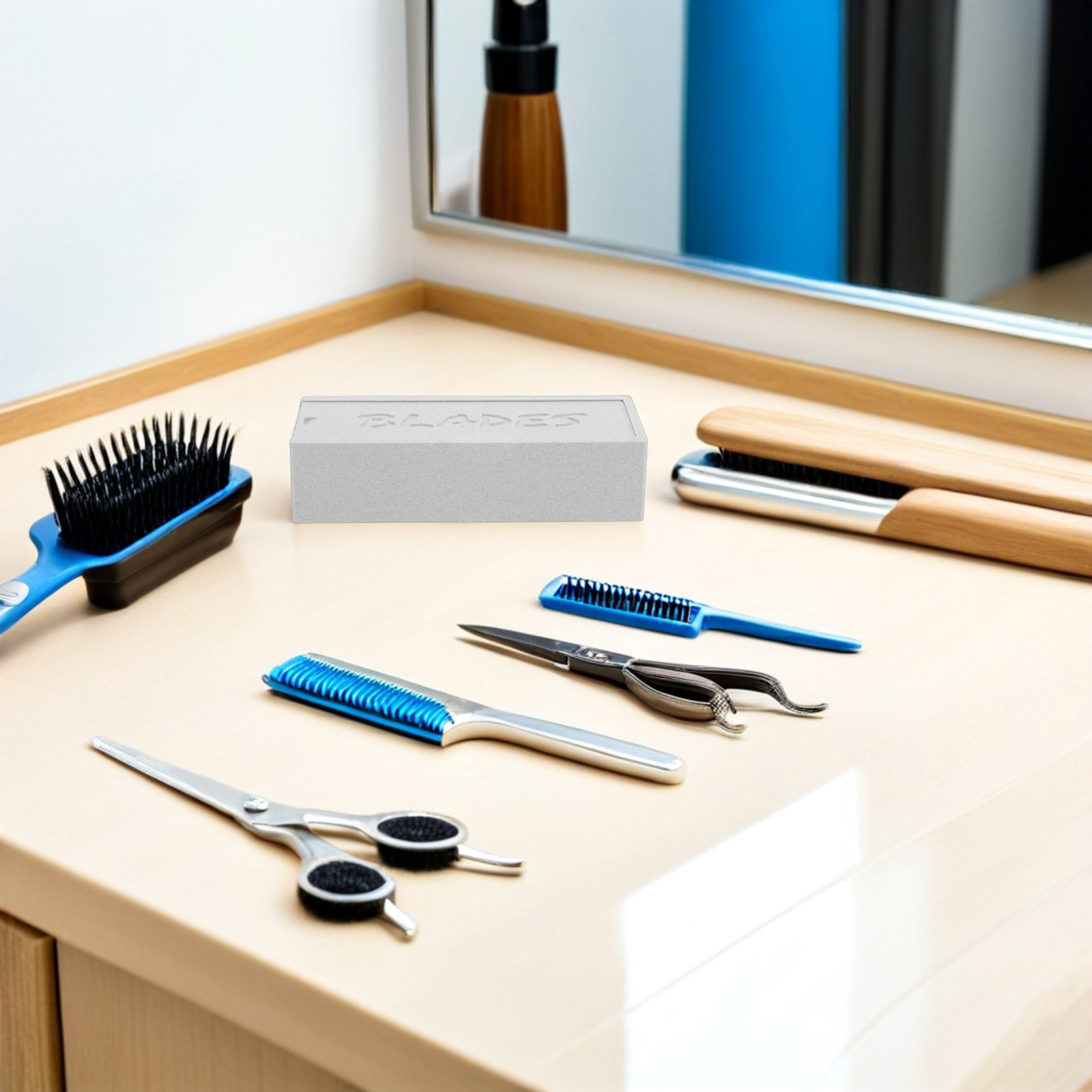 Home Bathroom Organizer - กล่องเก็บใบมีดปัตตาเลี่ยนแบบสองช่องสีขาว ที่เก็บใบมีดโกนหนวดสำหรับอุปกรณ์ตัดแต่งทรงผมในบ้าน ห้องน้ำ และร้านตัดผม