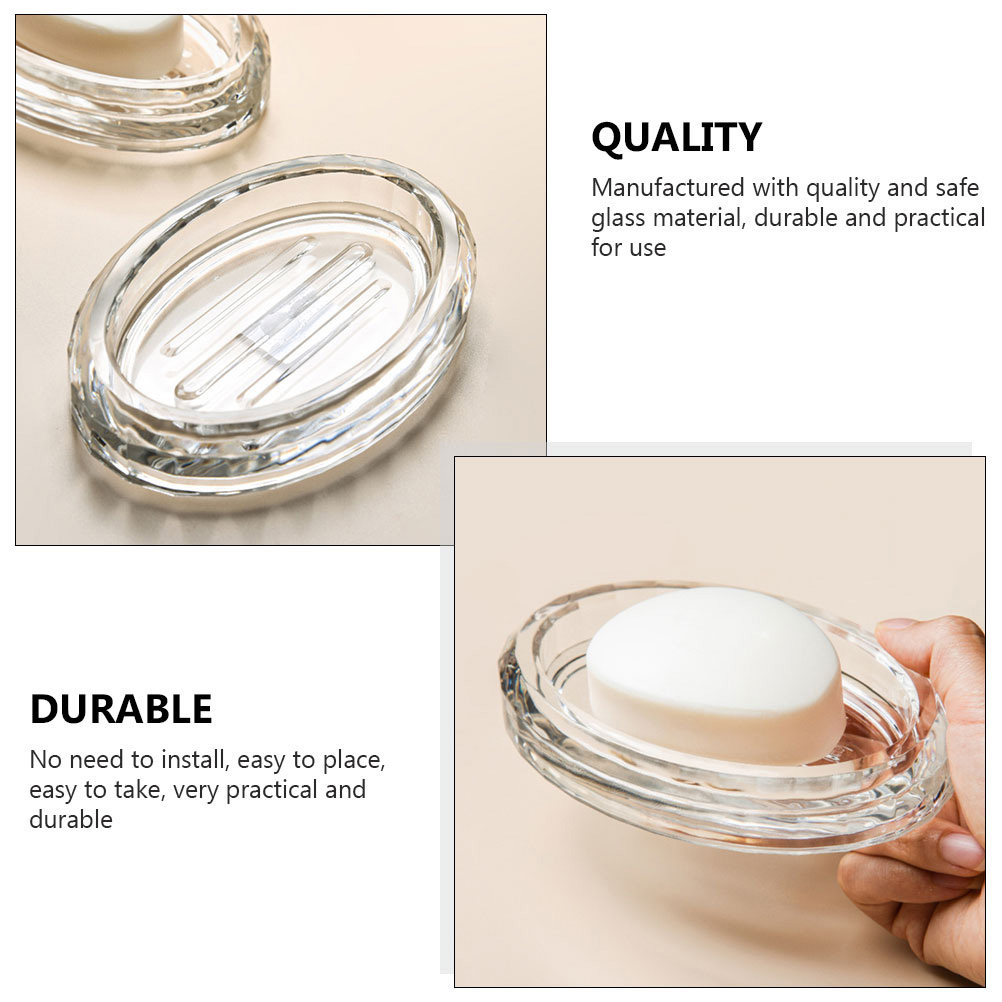 Home Bathroom Design Simple - 2 ชิ้นกล่องสบู่ที่ใส่แก้วใสถาดสบู่ในห้องน้ำออแกไนเซอร์แบบตั้งโต๊ะออกแบบเรียบง่ายอุปกรณ์ภายในบ้านอุปกรณ์ห้องน้ำ