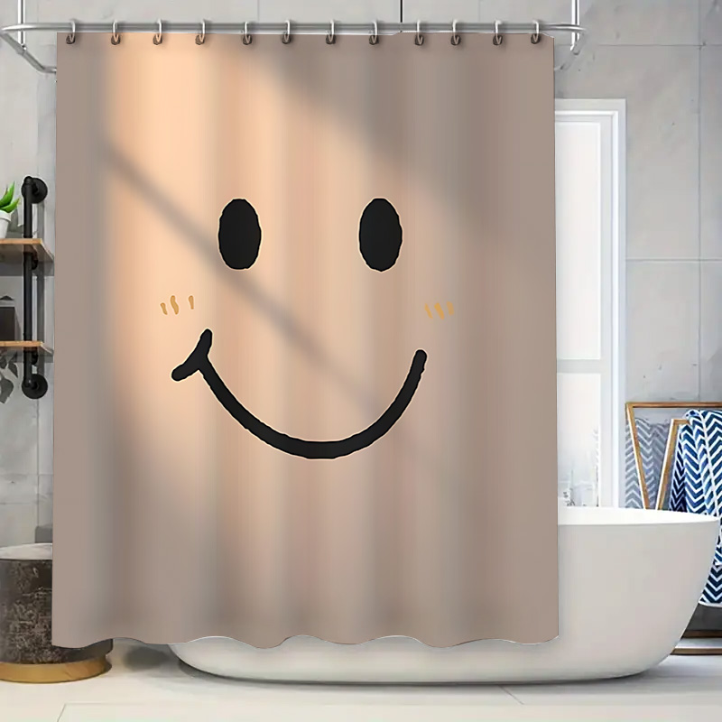 Home Bathroom Upgrades - ม่านอาบน้ําดีไซน์หน้ายิ้มน่ารักสําหรับห้องน้ํา - กันน้ําและทนทานพร้อมติดตั้งง่ายเพื่อการอัพเกรดบ้านที่มีสไตล์