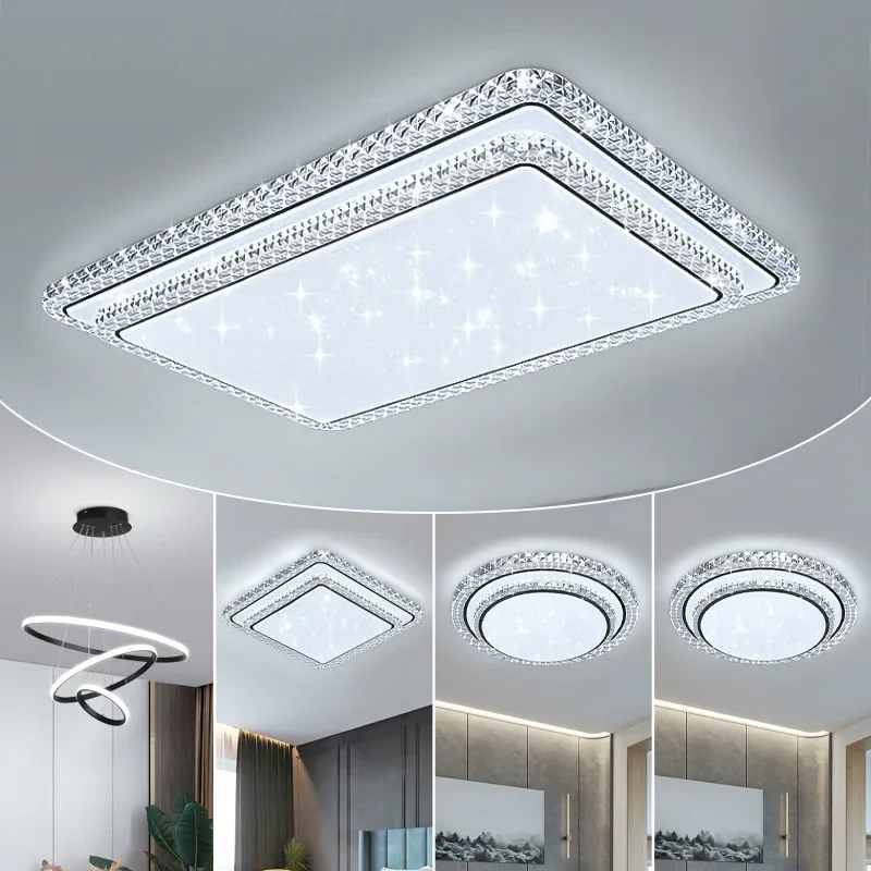 Home Bathroom Design Simple - โคมไฟเพดาน LED ดีไซน์เรียบง่ายทันสมัย ​​สีขาว/แสงวอร์มไวท์ ห้องนอน ห้องนั่งเล่น