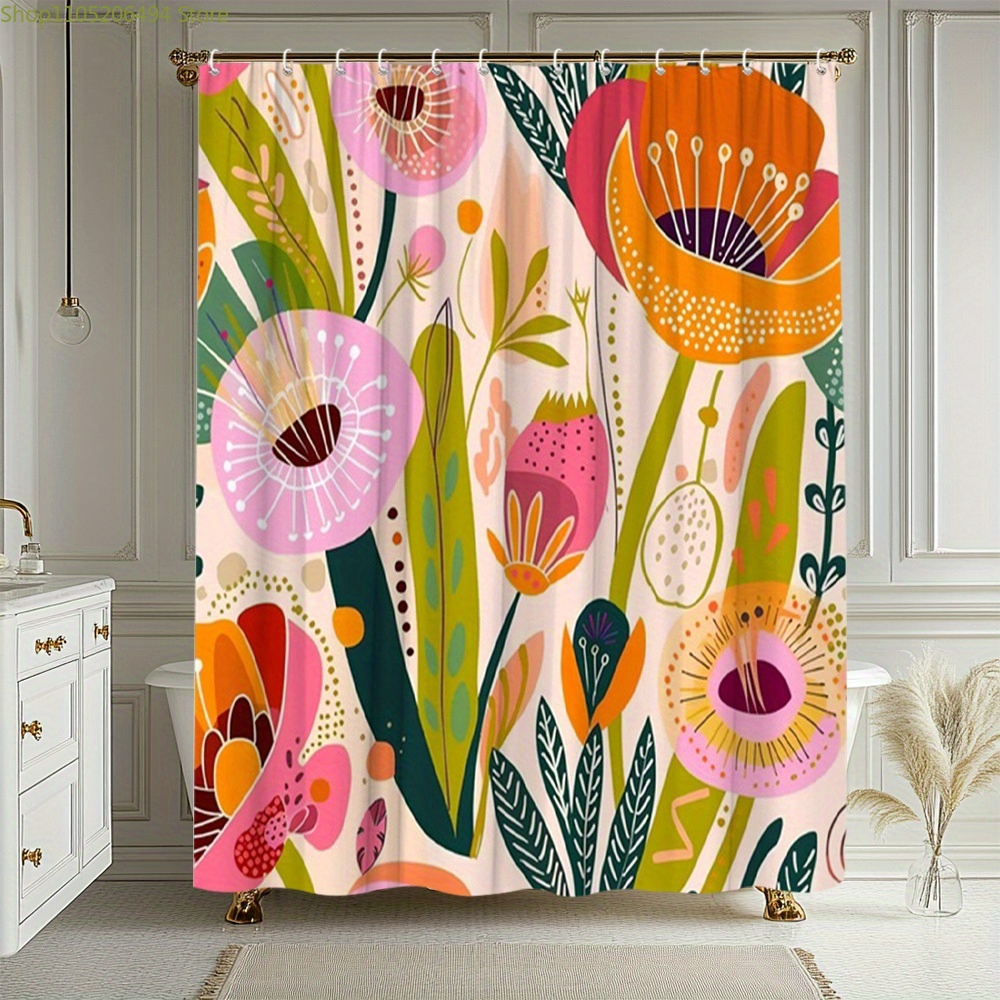 ม่านอาบน้ำลายดอกไม้สีสันสดใส ด - Home Bathroom Decor Ideas บทวิจารณ์และราคา