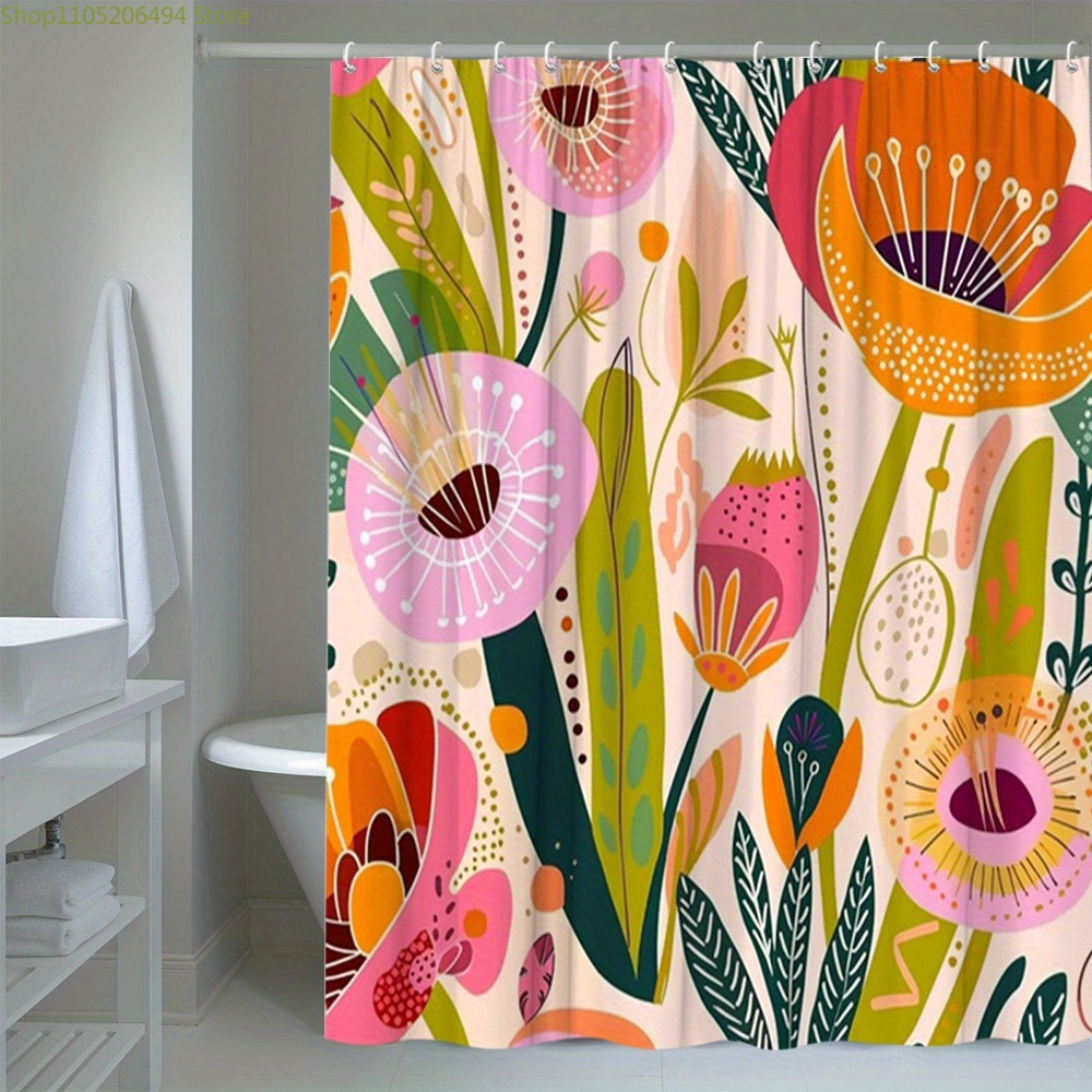 ม่านอาบน้ำลายดอกไม้สีสันสดใส ด - Home Bathroom Decor Ideas บทวิจารณ์และราคา