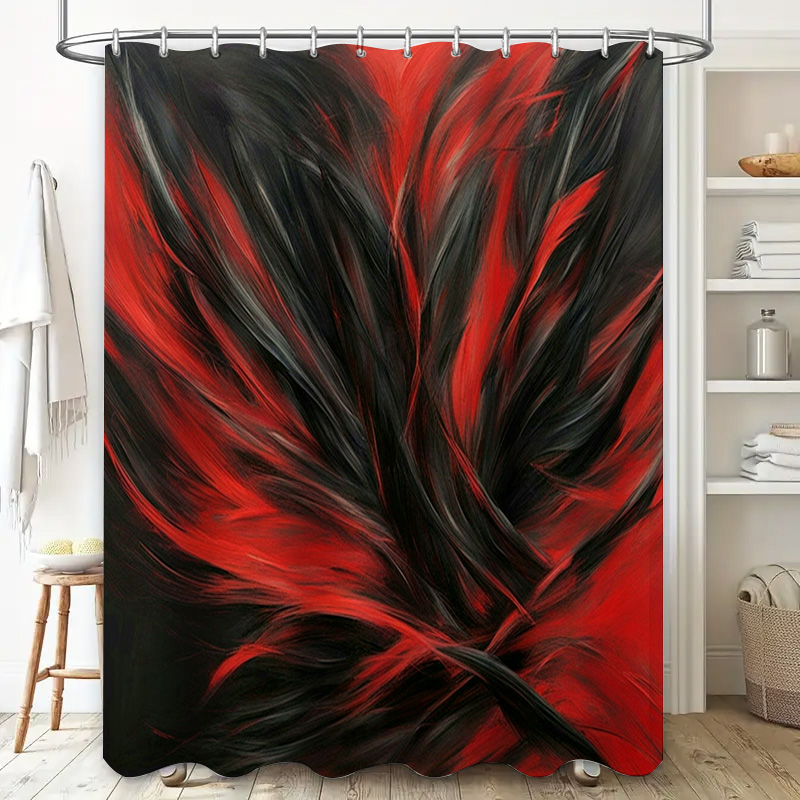 สีแดงและสีดําบทคัดย่อพิมพ์ผ้าม - Home Bathroom Decor Ideas บทวิจารณ์และราคา