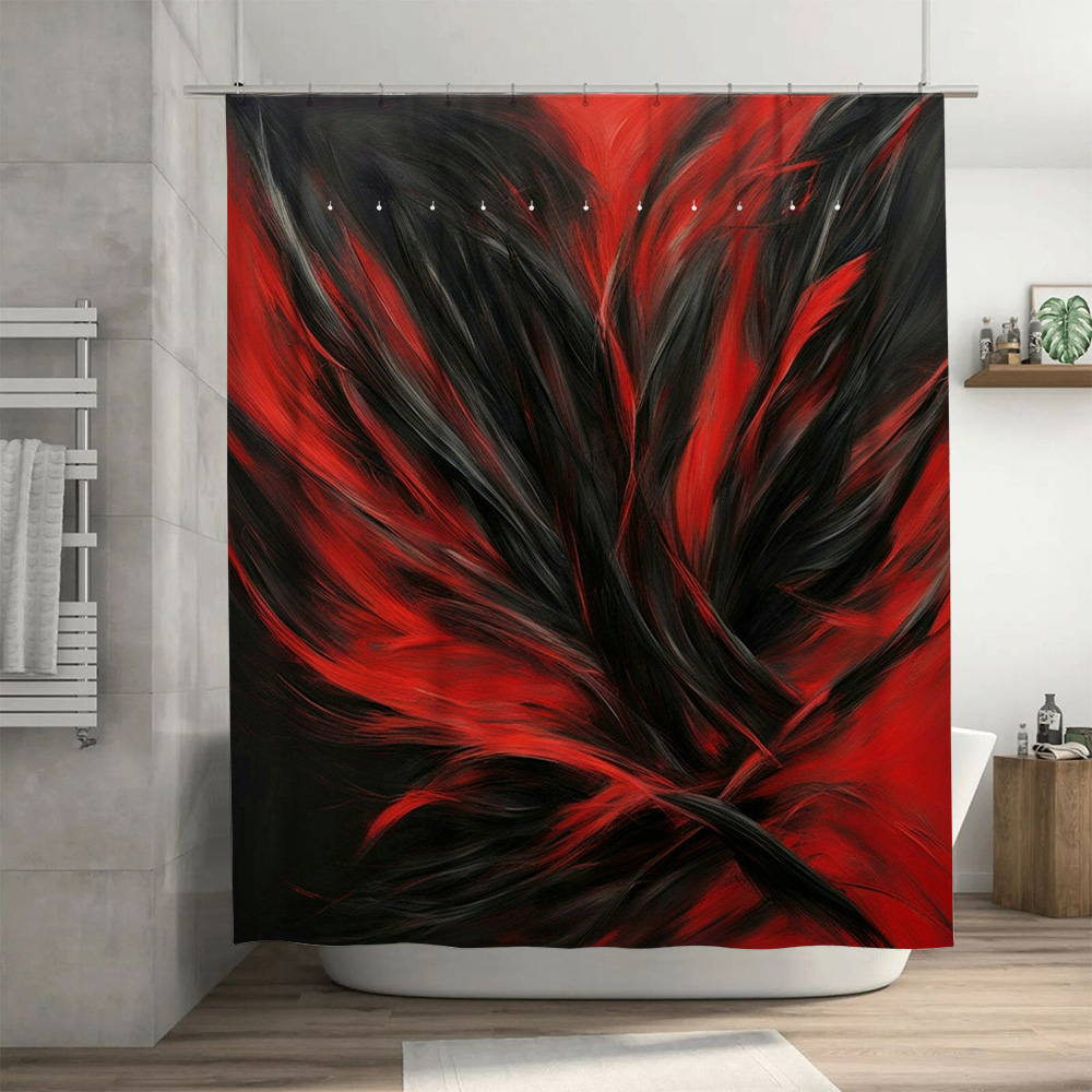 สีแดงและสีดําบทคัดย่อพิมพ์ผ้าม - Home Bathroom Decor Ideas บทวิจารณ์และราคา
