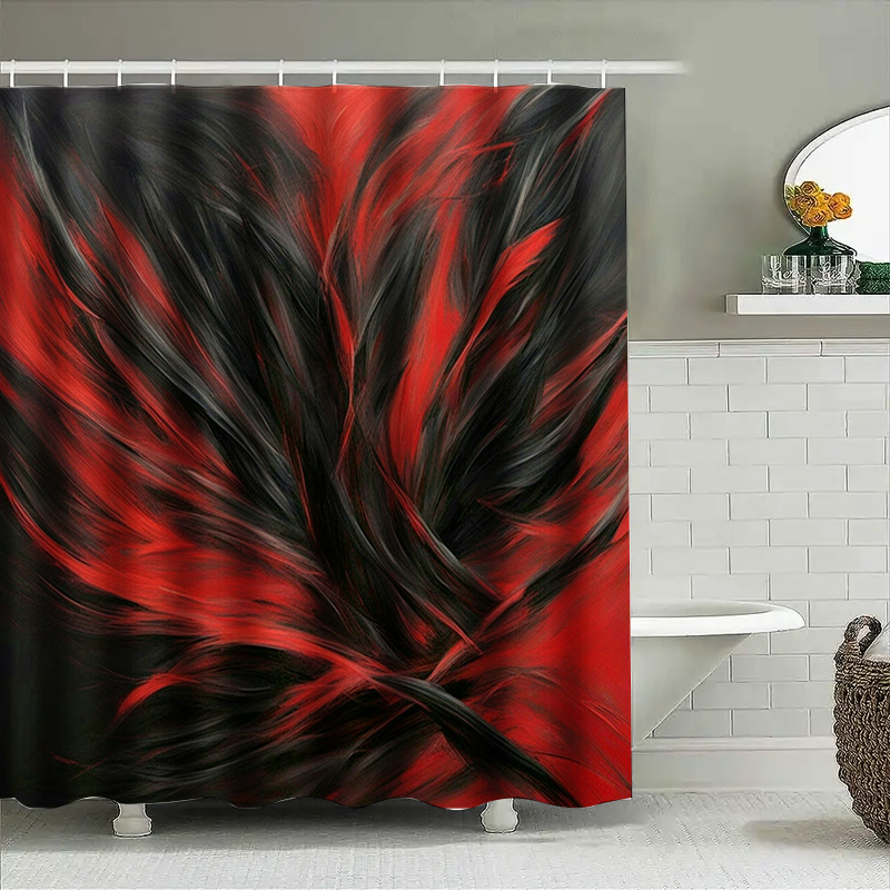 สีแดงและสีดําบทคัดย่อพิมพ์ผ้าม - Home Bathroom Decor Ideas บทวิจารณ์และราคา