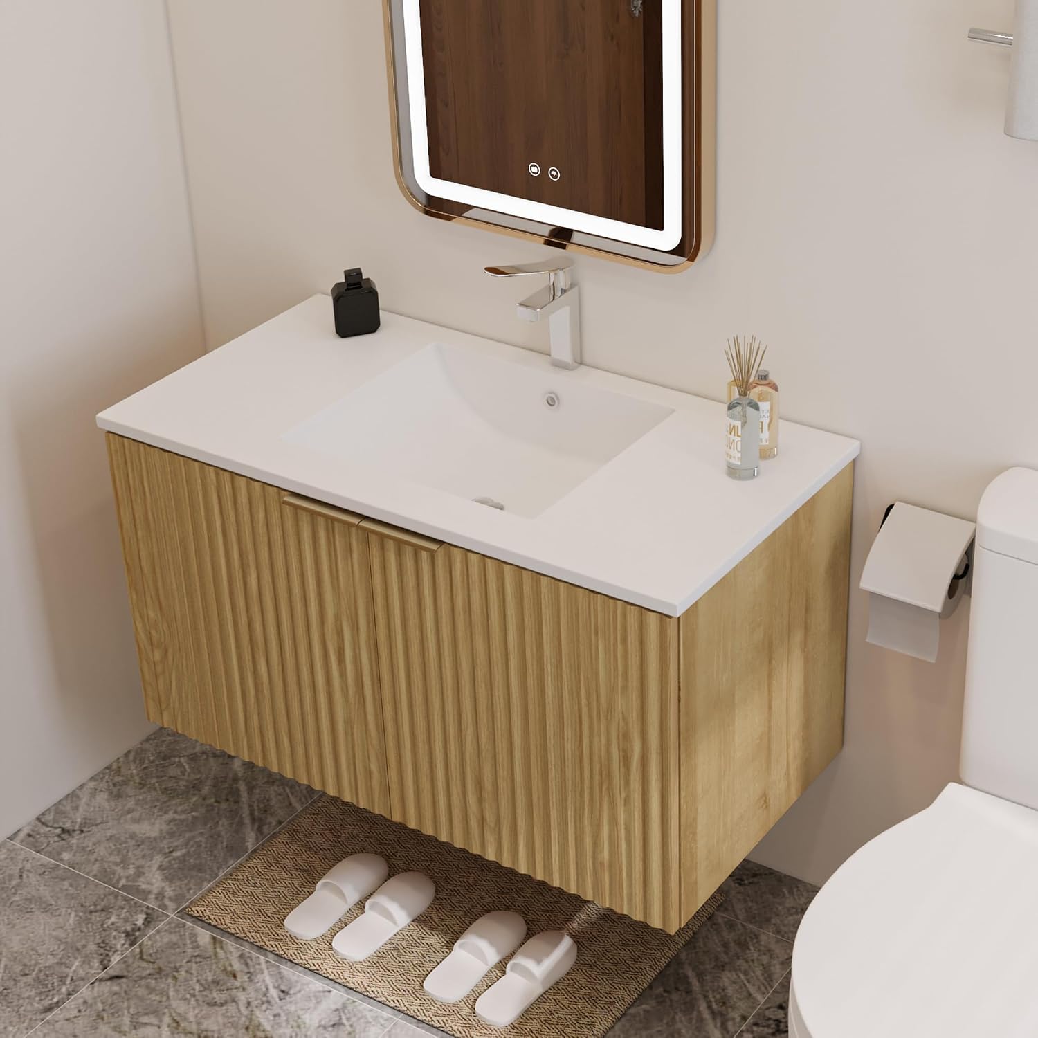 ตู้ห้องน้ำแบบลอยตัวทันสมัยพร้อ - Home Bathroom Organizer บทวิจารณ์และราคา
