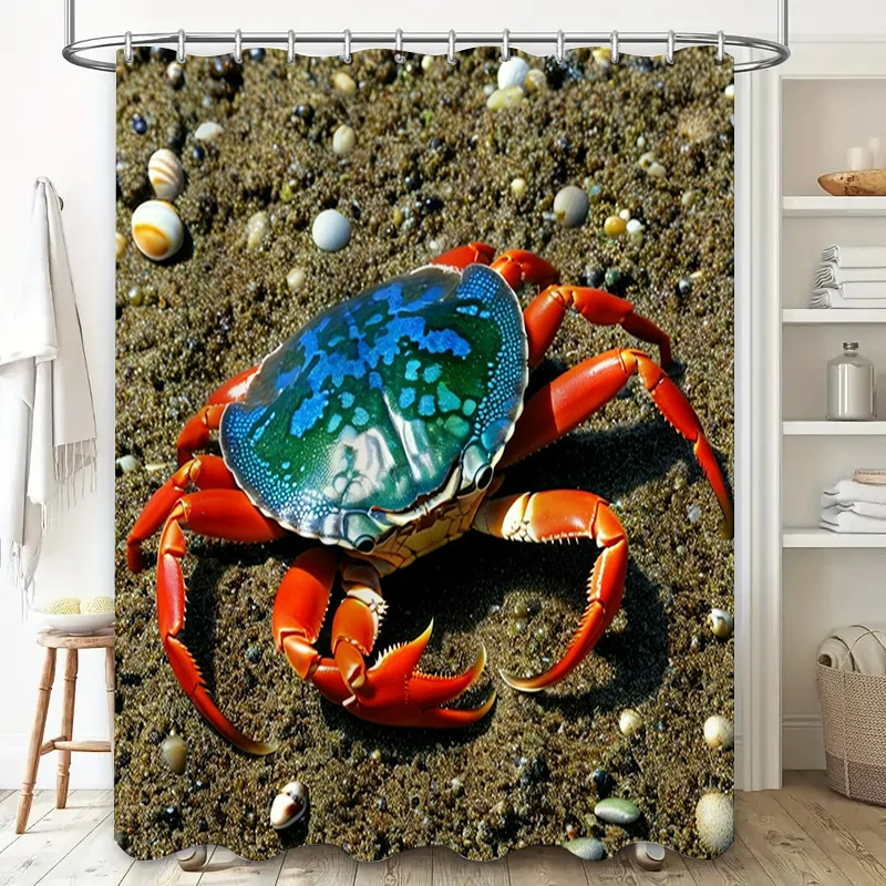 3D พิมพ์ผ้าม่าน Blue Crab Desi - Home Bathroom Decor Ideas บทวิจารณ์และราคา