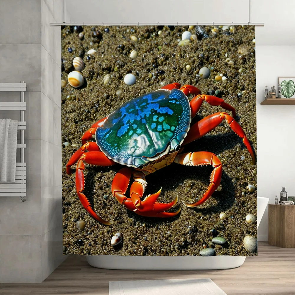 3D พิมพ์ผ้าม่าน Blue Crab Desi - Home Bathroom Decor Ideas บทวิจารณ์และราคา