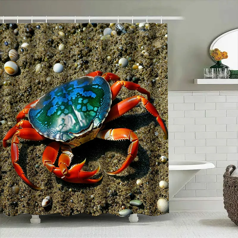 3D พิมพ์ผ้าม่าน Blue Crab Desi - Home Bathroom Decor Ideas บทวิจารณ์และราคา