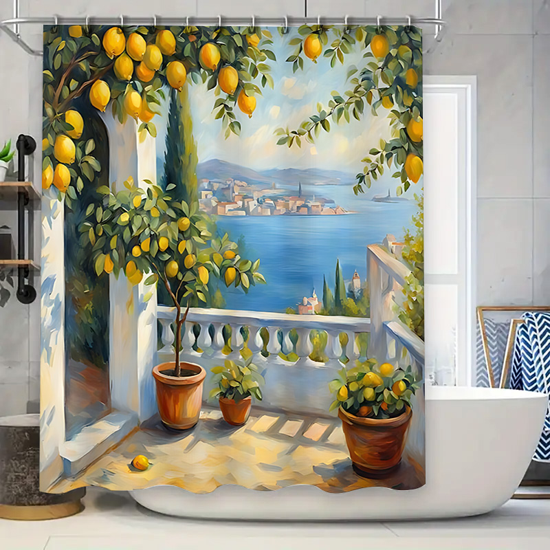 ม่านอาบน้ำลายสวนมะนาวเมดิเตอร์ - Home Bathroom Decor Ideas บทวิจารณ์และราคา
