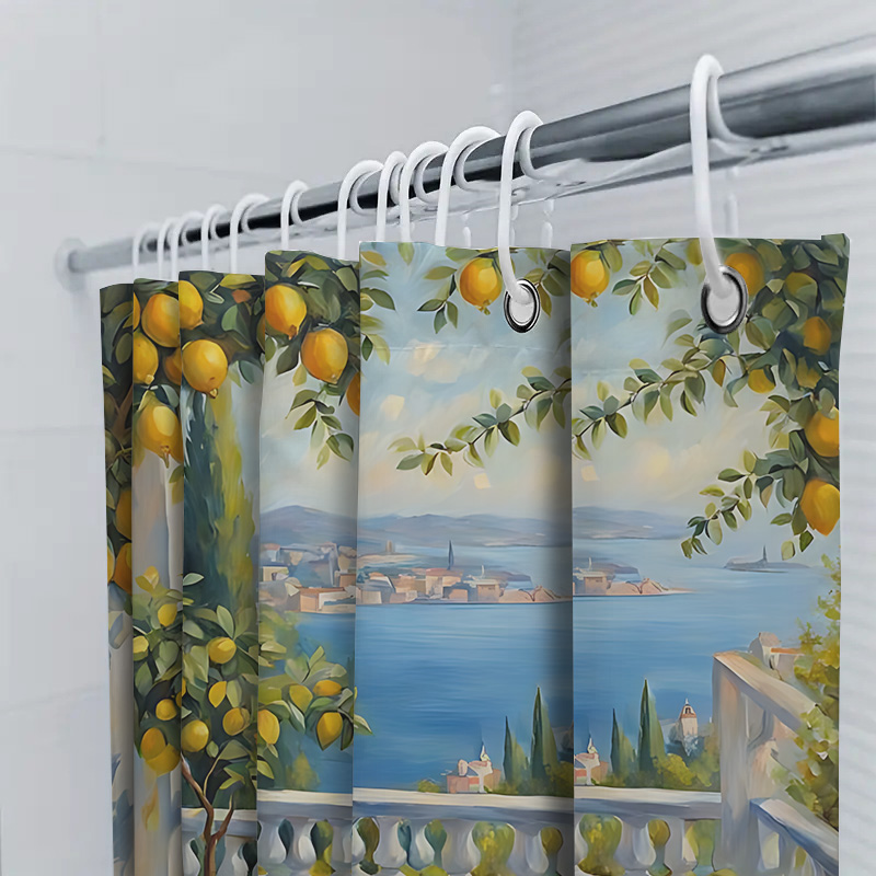 ม่านอาบน้ำลายสวนมะนาวเมดิเตอร์ - Home Bathroom Decor Ideas บทวิจารณ์และราคา