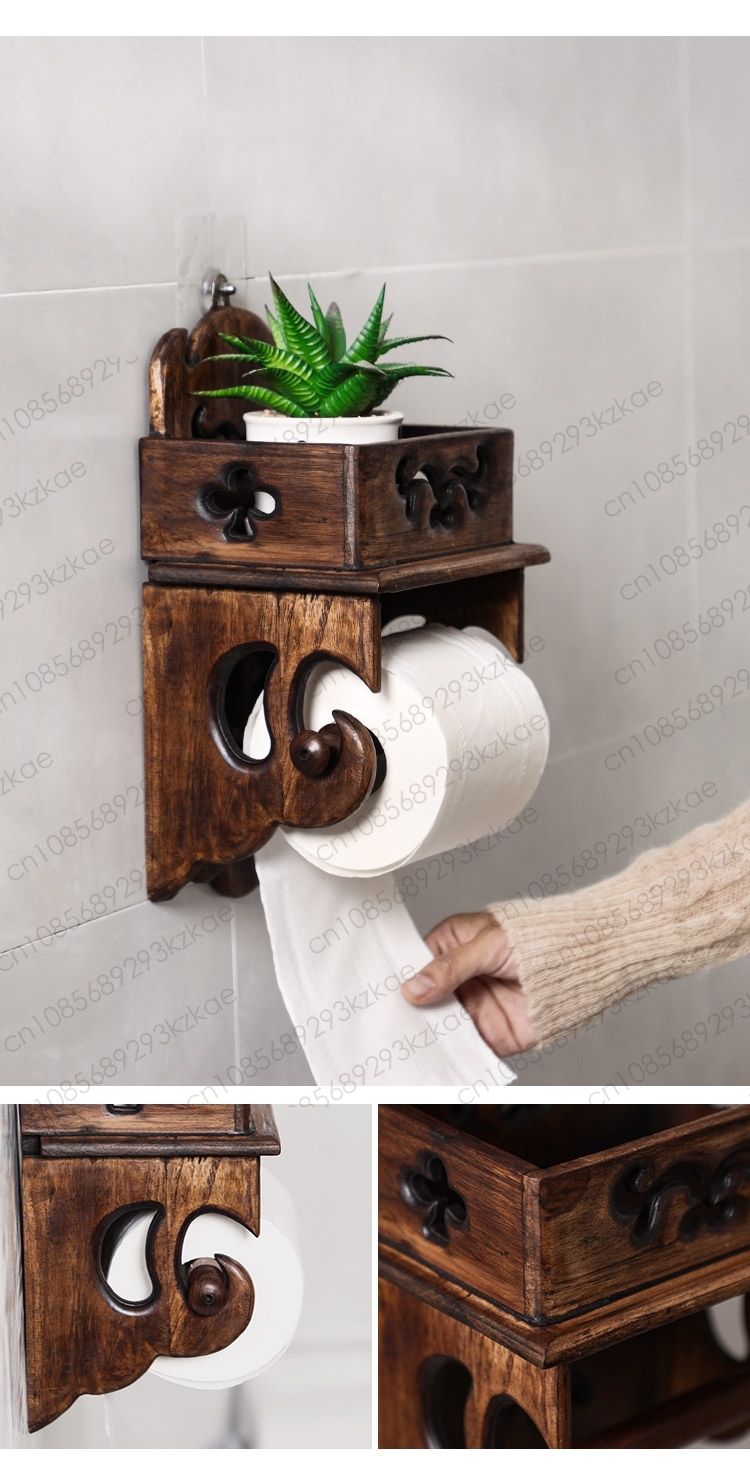 ที่ใส่กระดาษทิชชู่ไม้ ชั้นวางข - Home Bathroom Paper Towel Holder บทวิจารณ์และราคา