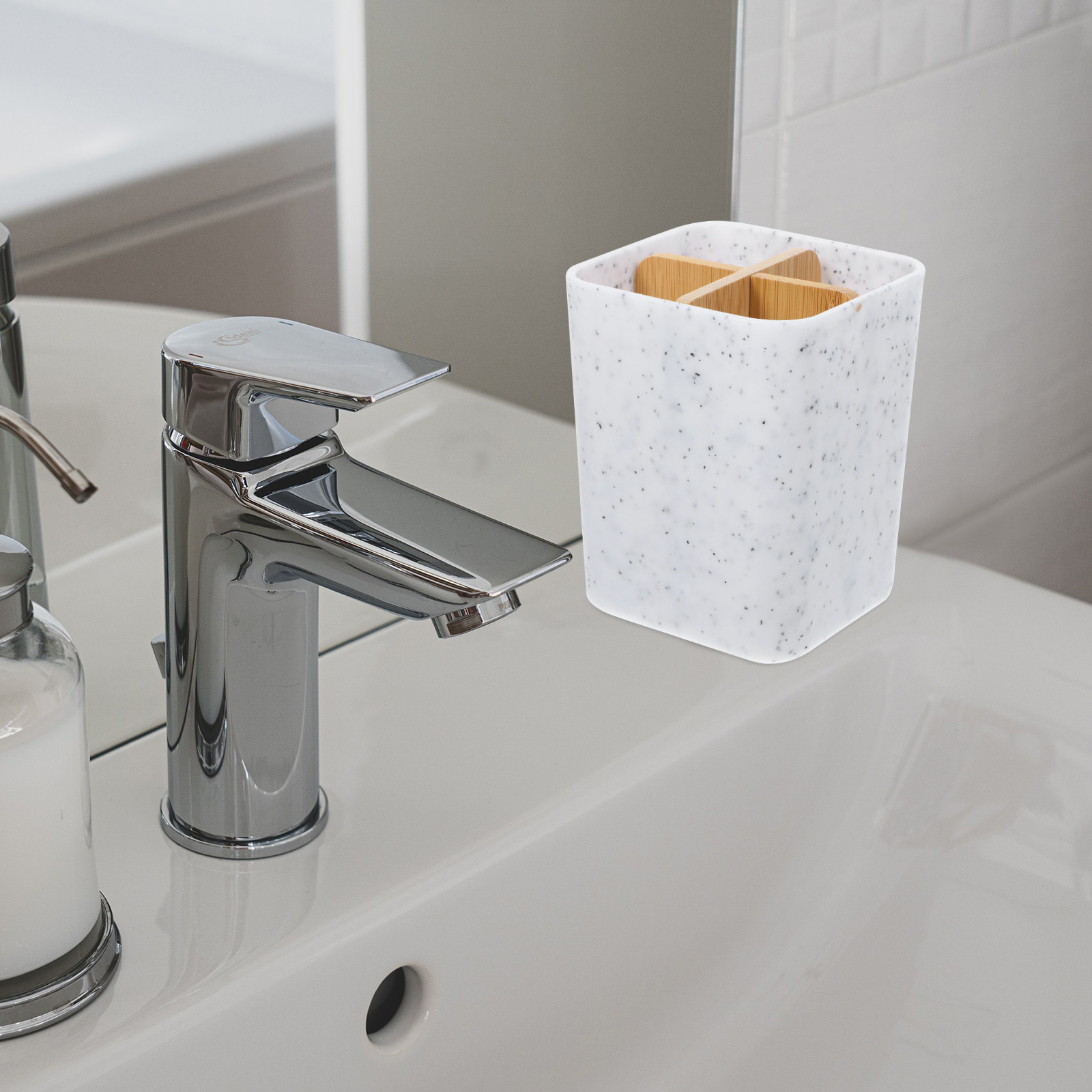 ที่วางแปรงสีฟันลายหินอ่อน 4 ช่ - Home Bathroom Design Simple บทวิจารณ์และราคา
