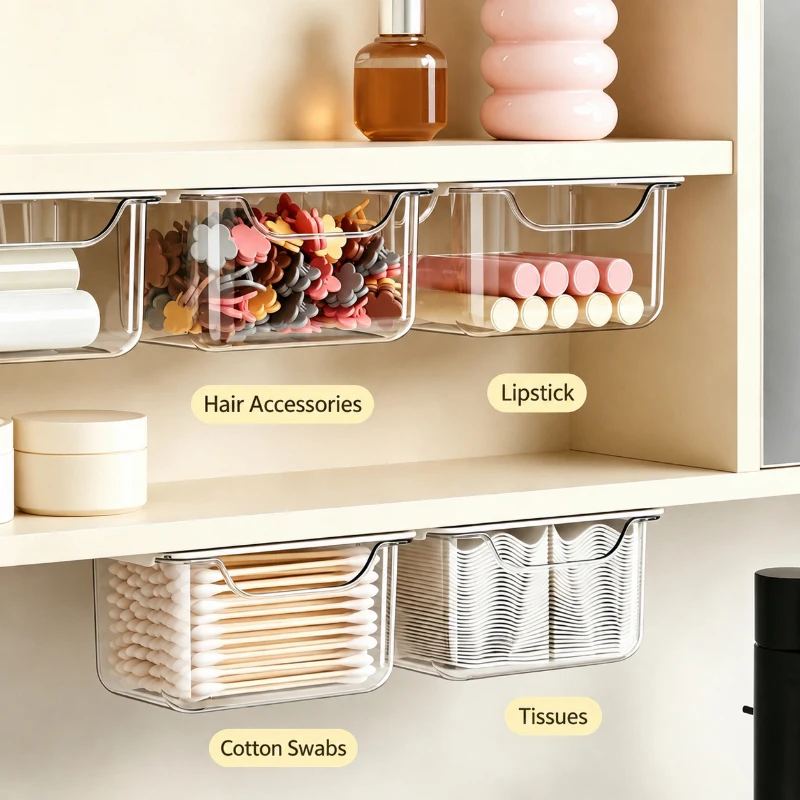 กล่องเก็บของแบบใส 2 ชิ้น กล่อง - Home Bathroom Organizer บทวิจารณ์และราคา