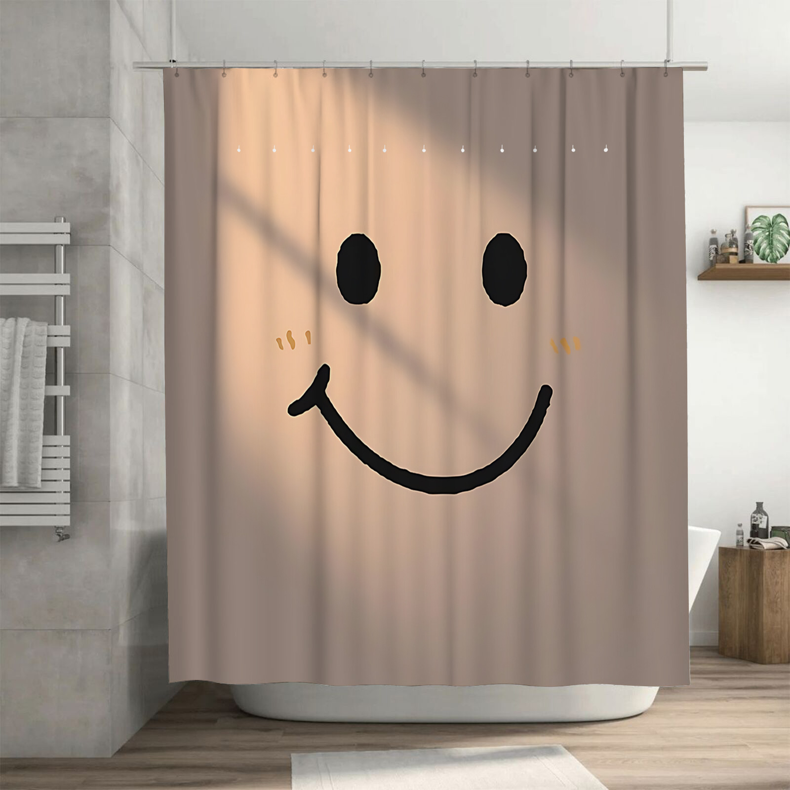 ม่านอาบน้ําดีไซน์หน้ายิ้มน่ารั - Home Bathroom Upgrades บทวิจารณ์และราคา