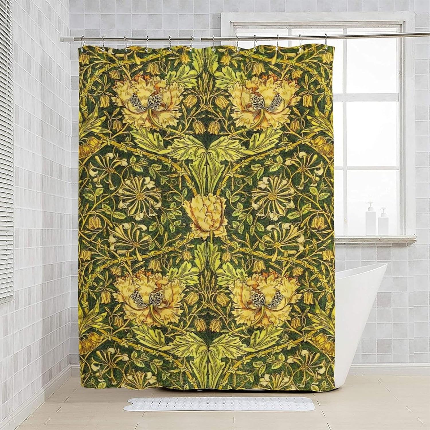 ม่านอาบน้ำกันน้ำลายพิมพ์ดอกไม้ - Home Bathroom Decor Ideas บทวิจารณ์และราคา