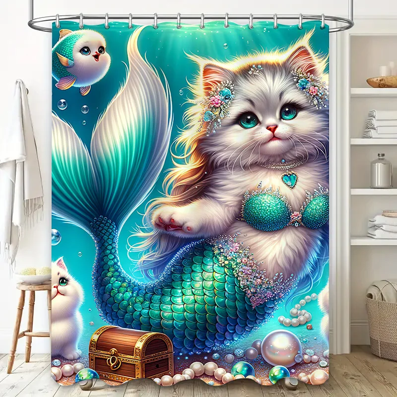 ผ้าม่าน Mermaid Cat Fish TAIL  - Home Bathroom Decor Ideas บทวิจารณ์และราคา