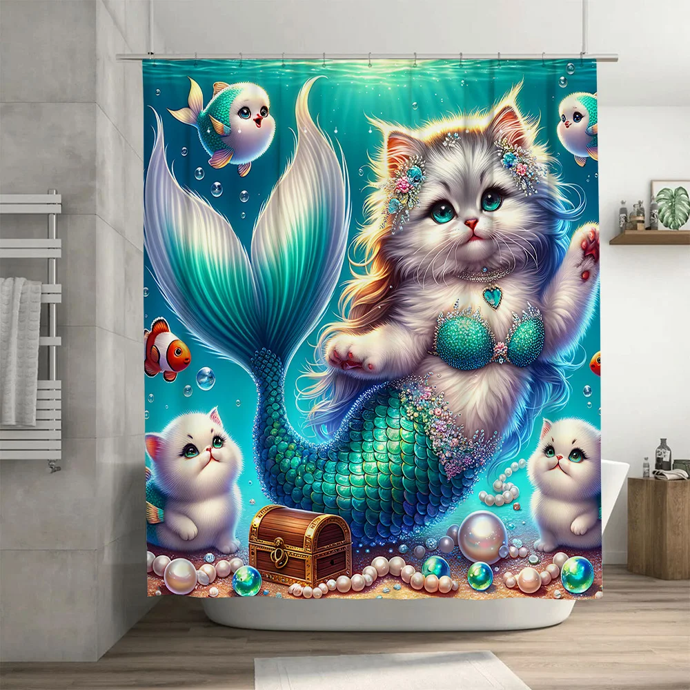 ผ้าม่าน Mermaid Cat Fish TAIL  - Home Bathroom Decor Ideas บทวิจารณ์และราคา