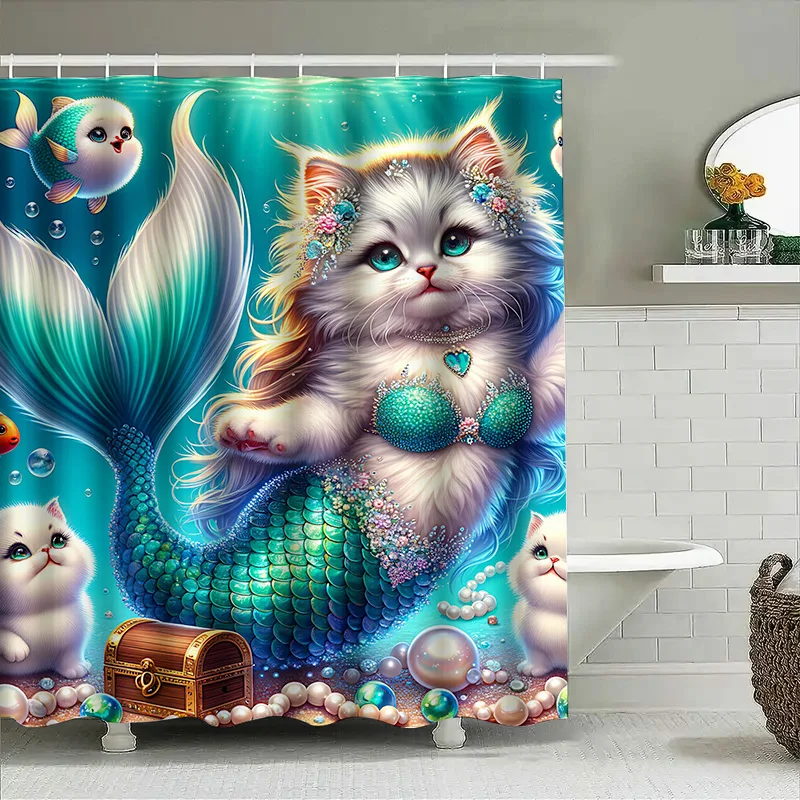 ผ้าม่าน Mermaid Cat Fish TAIL  - Home Bathroom Decor Ideas บทวิจารณ์และราคา