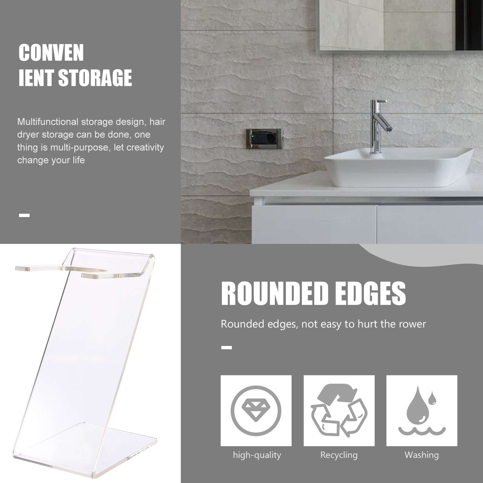 ชั้นวางไดร์เป่าผมแบบพรีเมียม ช - Home Bathroom Organizer บทวิจารณ์และราคา