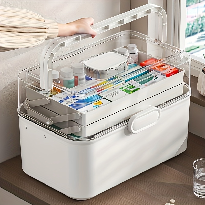 กล่องเก็บยาฝาใสความจุขนาดใหญ่/ - Home Bathroom Organizer บทวิจารณ์และราคา