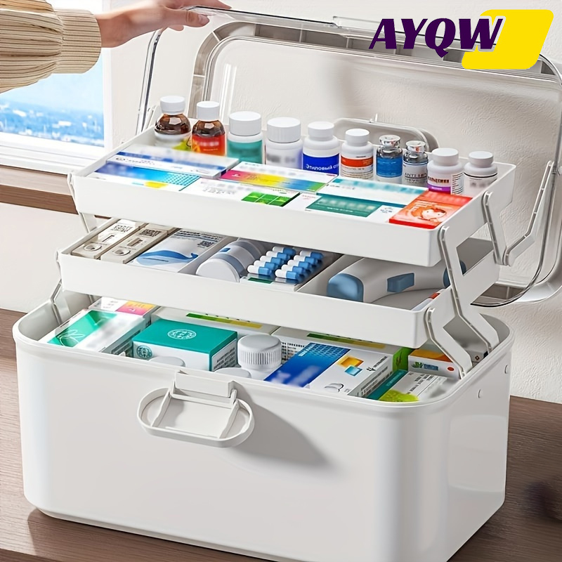 กล่องเก็บยาฝาใสความจุขนาดใหญ่/ - Home Bathroom Organizer บทวิจารณ์และราคา
