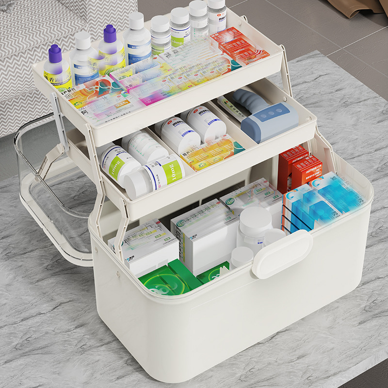 กล่องเก็บยาฝาใสความจุขนาดใหญ่/ - Home Bathroom Organizer บทวิจารณ์และราคา