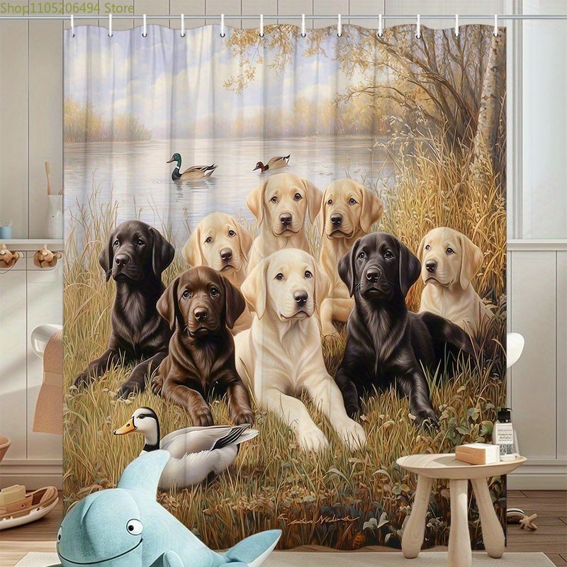 ม่านอาบน้ำลายสุนัขลาบราดอร์, ล - Home Bathroom Decor Ideas บทวิจารณ์และราคา