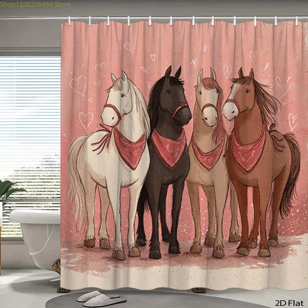 ม่านอาบน้ำลายม้าน่ารัก ลายการ์ - Home Bathroom Decor Ideas บทวิจารณ์และราคา
