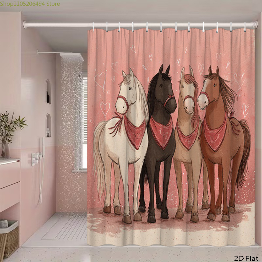 ม่านอาบน้ำลายม้าน่ารัก ลายการ์ - Home Bathroom Decor Ideas บทวิจารณ์และราคา